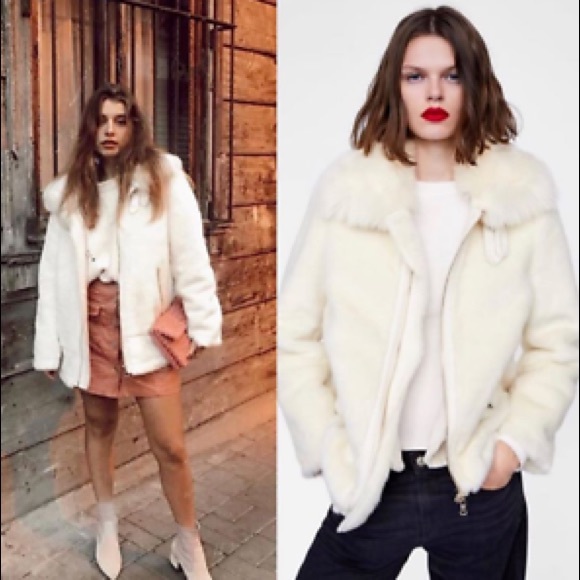 faux fur moto jacket zara